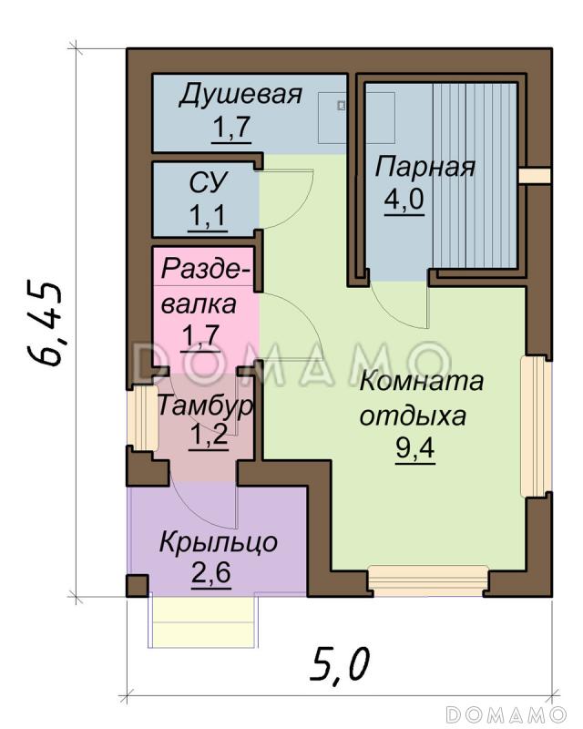 Проект компактной баньки / План 1 этажа