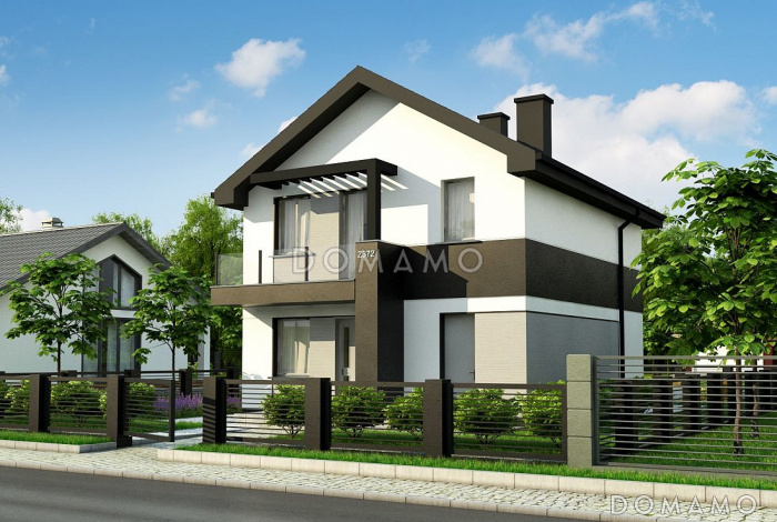 Проект двухэтажного дома с террасой, балконами, ванной с окном