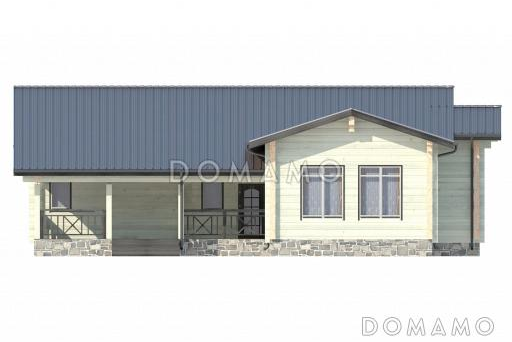Проект уютного одноэтажного дома из клееного бруса / Фасад 1