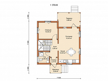 Каркасный дом "Фрейя" / План 1 этажа