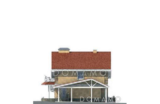 Проект дома из пеноблоков с элементами модерна, рациональной планировкой, большой гостиной на первом этаже / Фасад 4