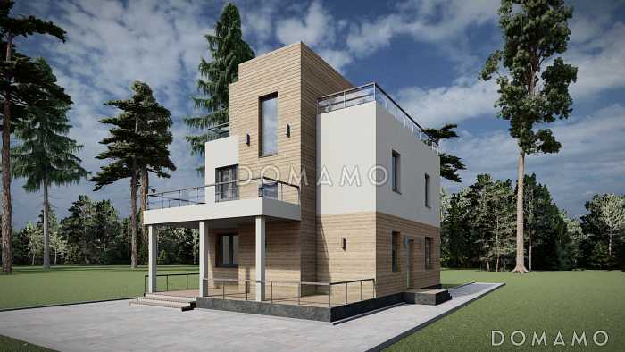 Проект двухэтажного дома с эксплуатируемой кровлей, 4 спальнями, кухней-гостиной и местами для хранения