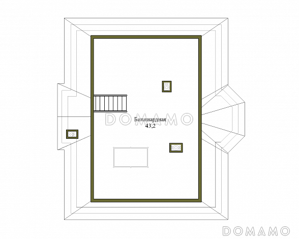 Проект коттеджа из газобетона с гаражом на 2 машины / План мансардного этажа