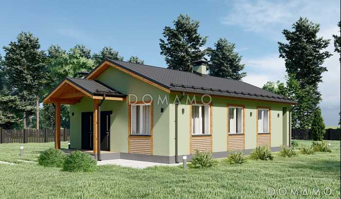 Проект небольшого одноэтажного дома для узких участков S-70