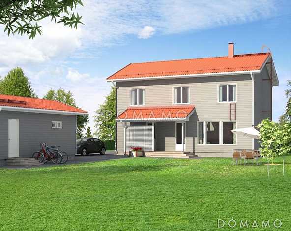 Проект каркасного дома с большой гардеробной в спальной комнате на втором этаже