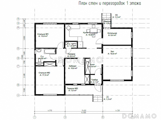 Каркасный дом "Гарматон" / План 1 этажа
