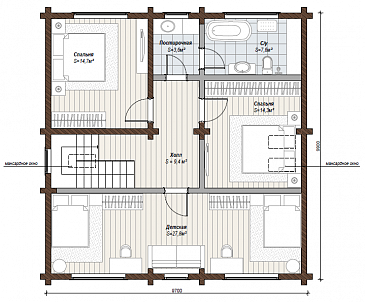 Проект дома с большой детской на мансардном этаже / План мансардного этажа