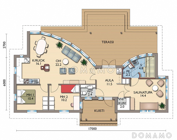 Проект современной каркасной сауны с санузлом / План 1 этажа
