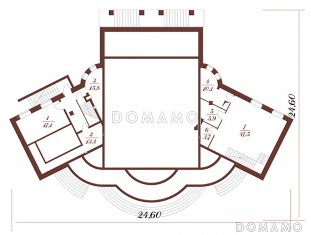 Проект дома с колоннами и балконом / План цокольного этажа