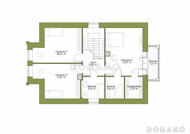 Проект небольшого особняка в классическом стиле  / План мансардного этажа