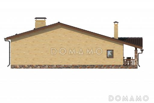 Проект бани по технологии ЛСТК с террасой, бассейном, сауной, парилкой и просторной комнатой отдыха / Фасад 3