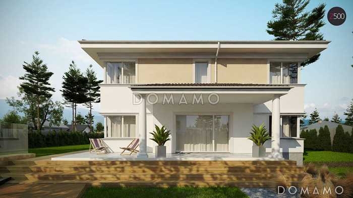 Проект просторного двухэтажного дома из кирпича с четырьмя спальнями, кабинетом, большим гаражом и тех помещением