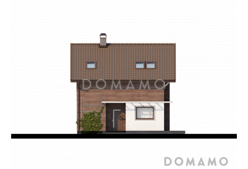 Проект двухэтажного дома из газобетона с панорамным остеклением / Фасад 1