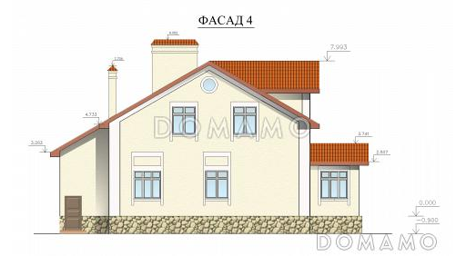 Проект дома с мансардным и цокольным этажами / Фасад 4