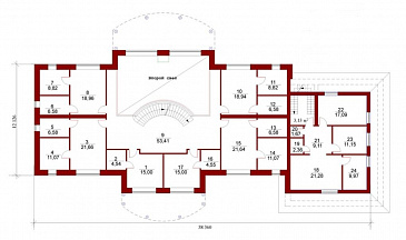 Проект огромного привлекательного особняка из кирпича с бассейном / План 2 этажа