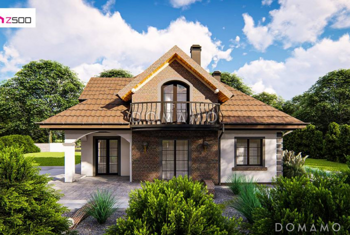 Проект мансардного дома из газобетона с тремя спальнями, кабинетом и красивыми балкончиками