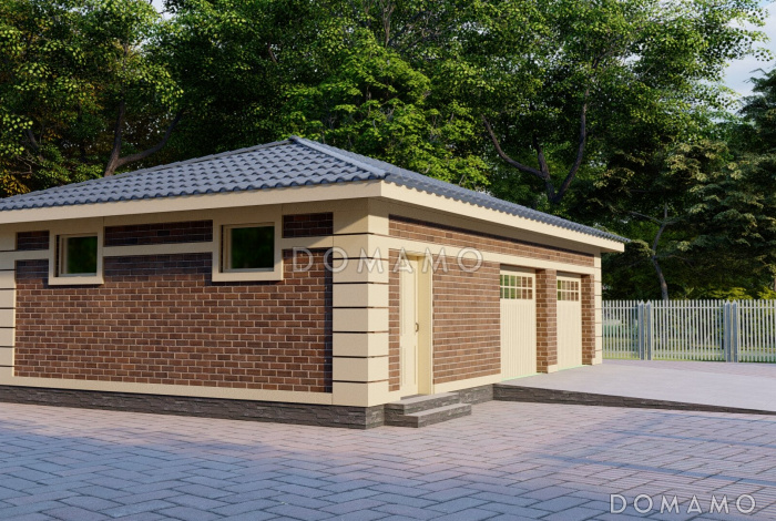 Проект гаража из кирпича на два машиноместа