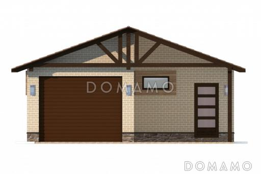 Проект гаража с навесом и подсобным помещением / Фасад 1