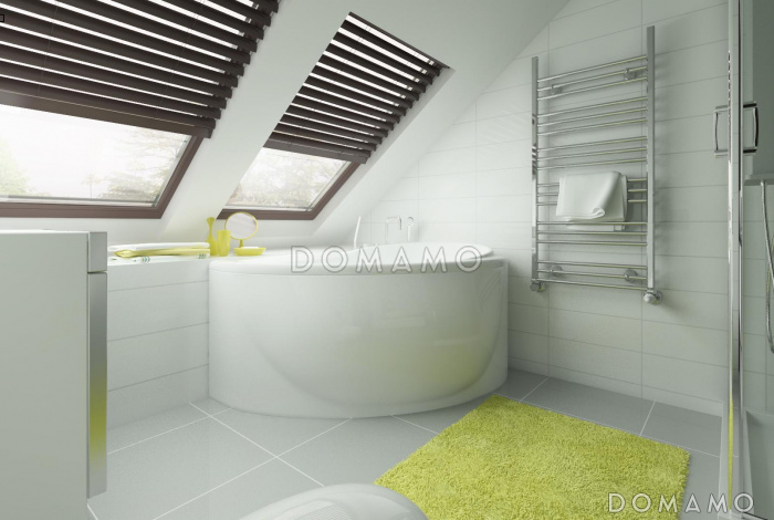 Проект небольшого одноэтажного мансардного дома из газобетона с кабинетом на первом этаже и эркером