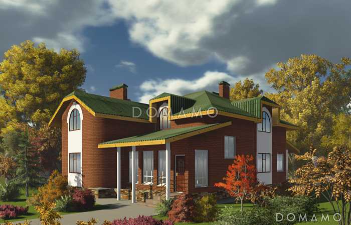 Проект одноэтажного кирпичного коттеджа с мансардным этажом