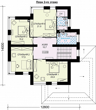 Проект дома из газобетона с большим гаражом / План 2 этажа