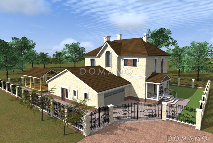 Проект дома в классическом стиле с гаражом