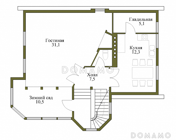 Проект коттеджа с зимним садом и гаражом / План 2 этажа