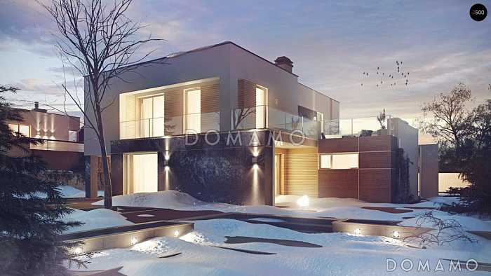 Проект двухэтажного дома из газобетона с тремя спальнями, гаражом и коммерческим помещением с отдельным входом